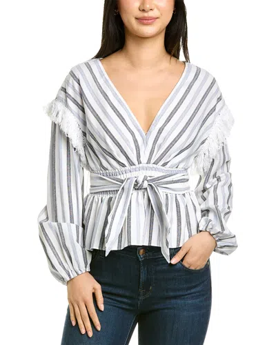 Saylor Jil Linen-blend Top In Grey