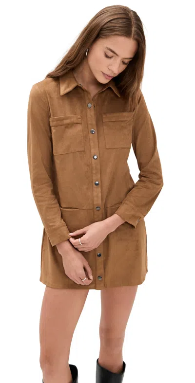 Saylor Kingston Faux Suede Mini Dress Taupe In Brown