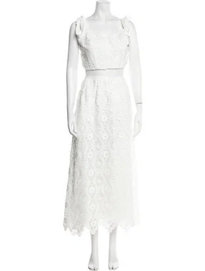 Pre-owned Saylor Lace Pattern Crochet Trim Skirt Set W/ Tags In White