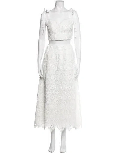 Pre-owned Saylor Lace Pattern Grosgrain Trim Skirt Set In White