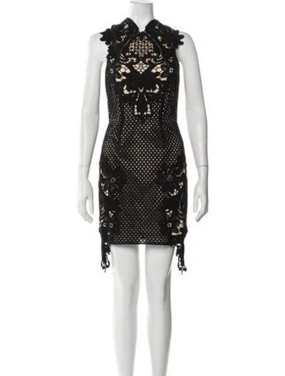 Pre-owned Saylor Lace Pattern Knee-length Dress In Black