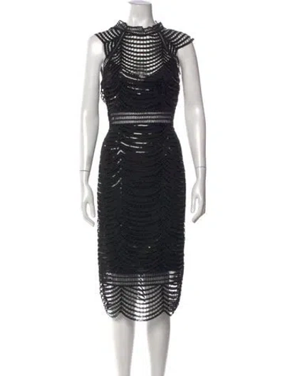 Pre-owned Saylor Lace Pattern Knee-length Dress In Black