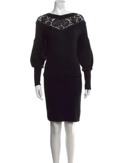 Pre-owned Saylor Lace Pattern Knee-length Dress In Black