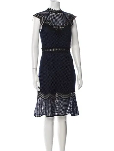 Pre-owned Saylor Lace Pattern Knee-length Dress In Blue