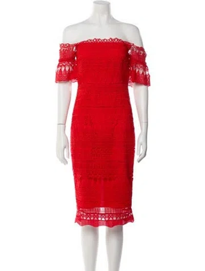 Pre-owned Saylor Lace Pattern Knee-length Dress In Red