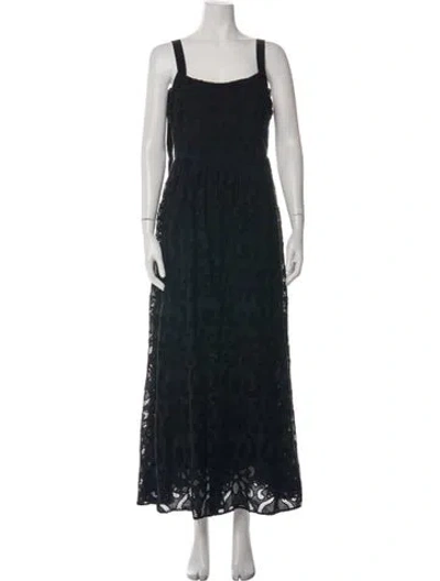 Pre-owned Saylor Lace Pattern Long Dress In Black