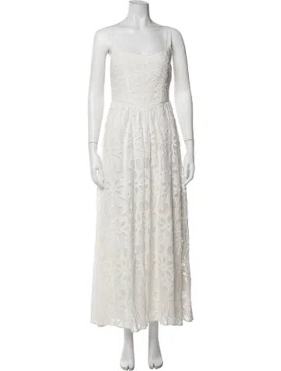 Pre-owned Saylor Lace Pattern Long Dress In Neutrals