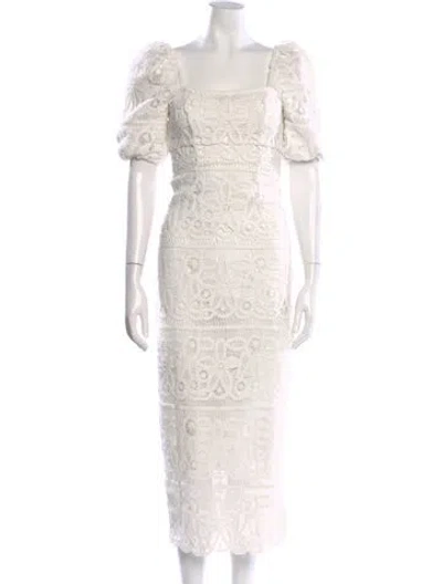 Pre-owned Saylor Lace Pattern Long Dress In White