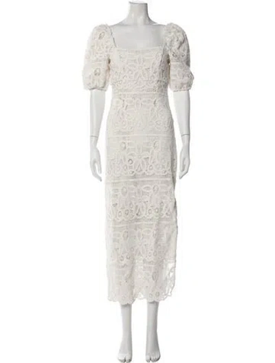 Pre-owned Saylor Lace Pattern Long Dress In White