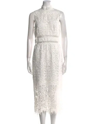 Pre-owned Saylor Lace Pattern Long Dress In White