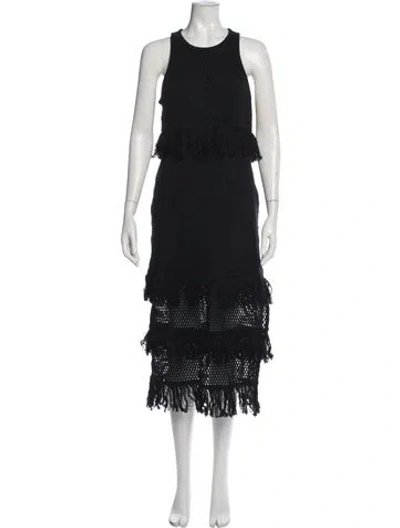 Pre-owned Saylor Lace Pattern Midi Length Dress In Black