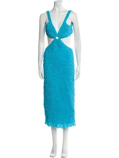 Pre-owned Saylor Lace Pattern Midi Length Dress In Blue