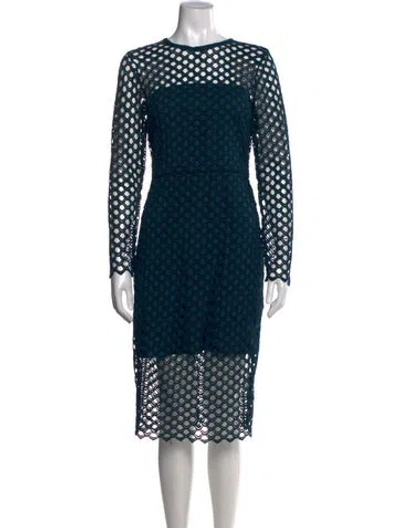 Pre-owned Saylor Lace Pattern Midi Length Dress In Green