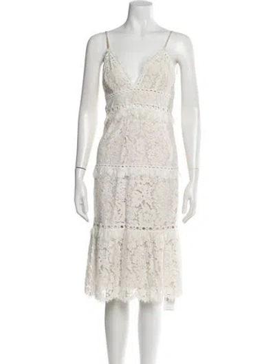 Pre-owned Saylor Lace Pattern Midi Length Dress In Neutral