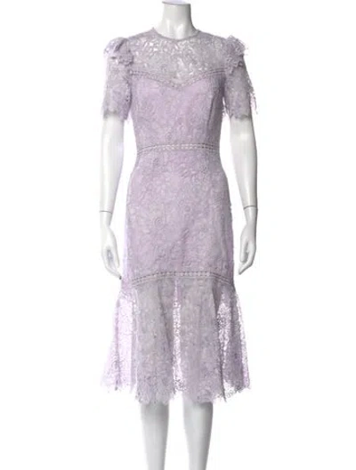 Pre-owned Saylor Lace Pattern Midi Length Dress In Purple