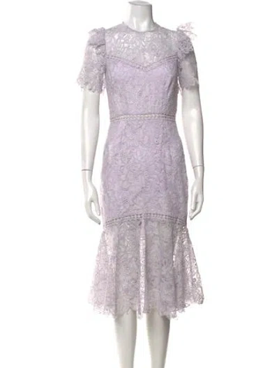 Pre-owned Saylor Lace Pattern Midi Length Dress In Purple