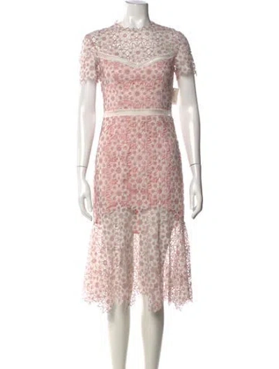Pre-owned Saylor Lace Pattern Midi Length Dress W/ Tags In Pink
