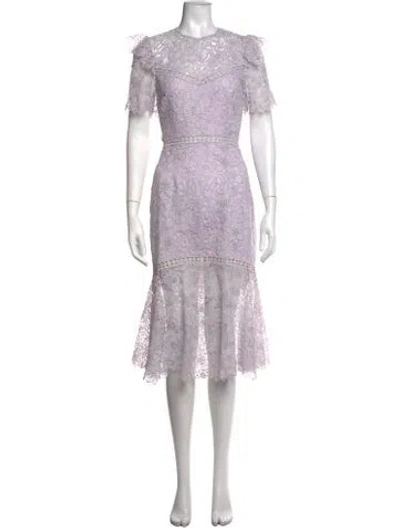 Pre-owned Saylor Lace Pattern Midi Length Dress W/ Tags In Purple