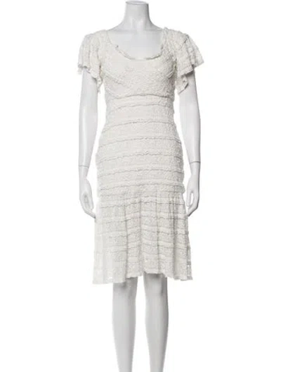 Pre-owned Saylor Lace Pattern Midi Length Dress In White