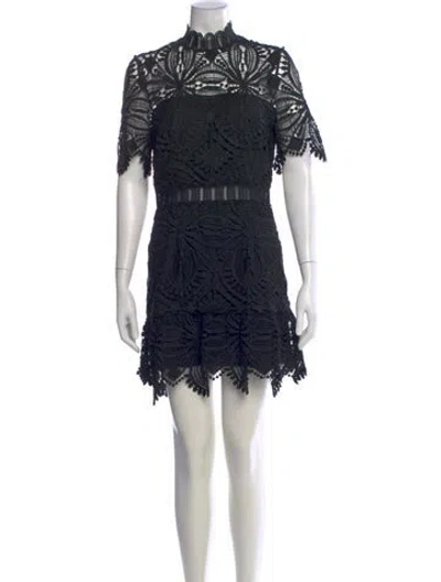 Pre-owned Saylor Lace Pattern Mini Dress In Black