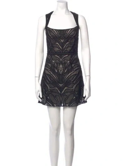 Pre-owned Saylor Lace Pattern Mini Dress In Black