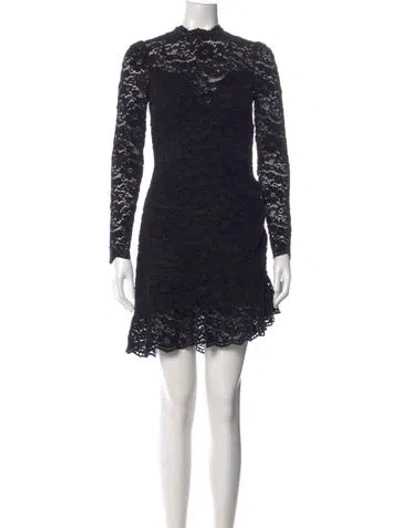 Pre-owned Saylor Lace Pattern Mini Dress In Black