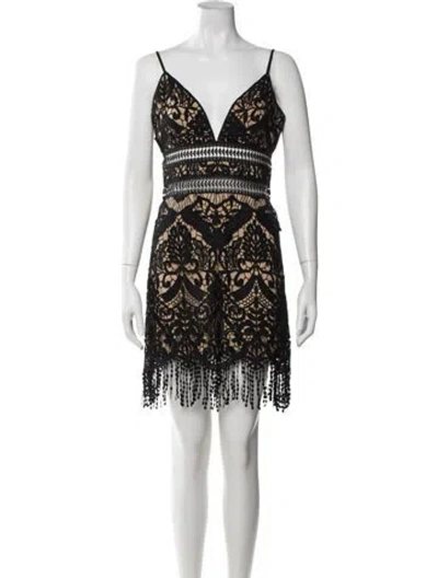 Pre-owned Saylor Lace Pattern Mini Dress In Black