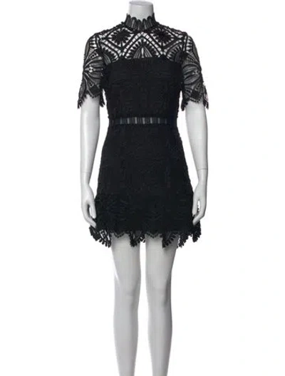 Pre-owned Saylor Lace Pattern Mini Dress In Black