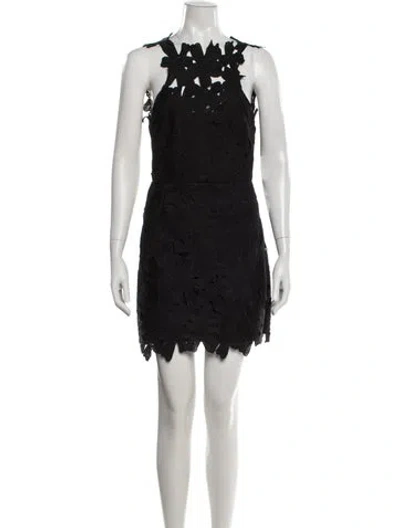 Pre-owned Saylor Lace Pattern Mini Dress In Black