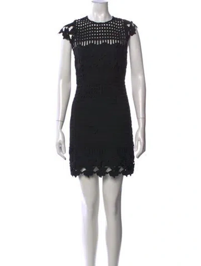 Pre-owned Saylor Lace Pattern Mini Dress In Black