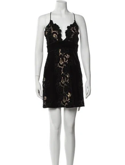 Pre-owned Saylor Lace Pattern Mini Dress In Black