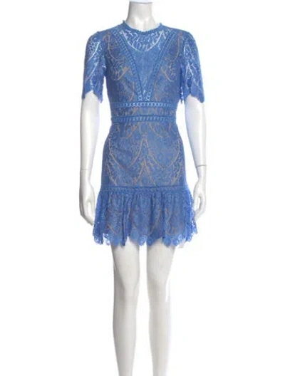 Pre-owned Saylor Lace Pattern Mini Dress In Blue