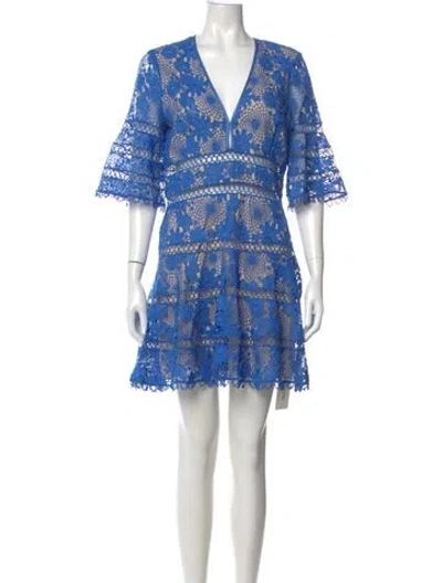 Pre-owned Saylor Lace Pattern Mini Dress In Blue