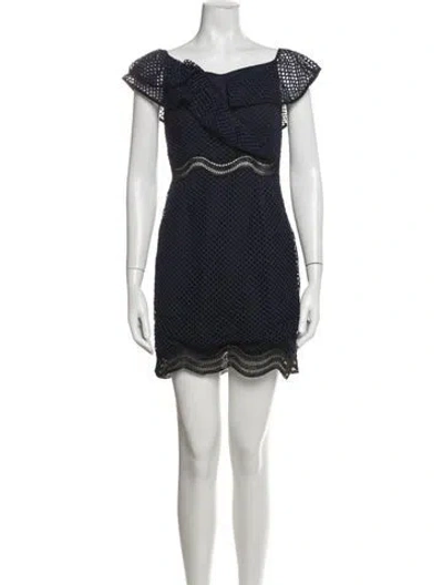 Pre-owned Saylor Lace Pattern Mini Dress In Blue