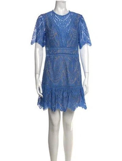 Pre-owned Saylor Lace Pattern Mini Dress In Blue