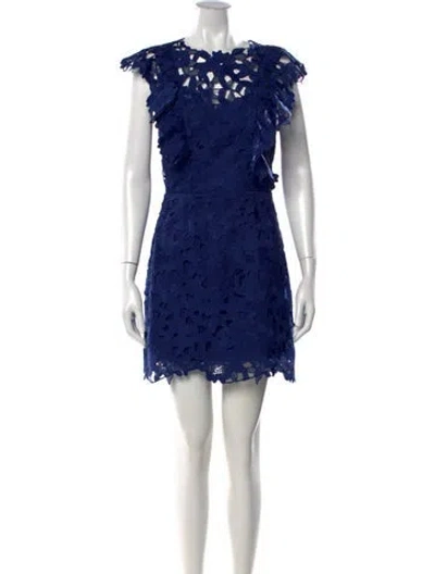 Pre-owned Saylor Lace Pattern Mini Dress In Blue