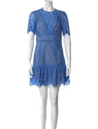 Pre-owned Saylor Lace Pattern Mini Dress In Blue