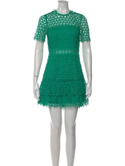 Pre-owned Saylor Lace Pattern Mini Dress In Green