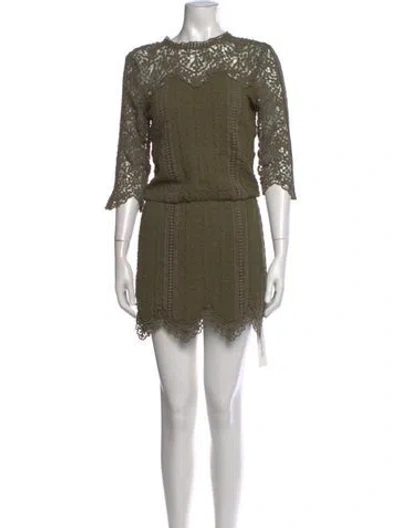 Pre-owned Saylor Lace Pattern Mini Dress In Green