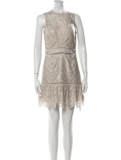 Pre-owned Saylor Lace Pattern Mini Dress In Metallic/neutrals