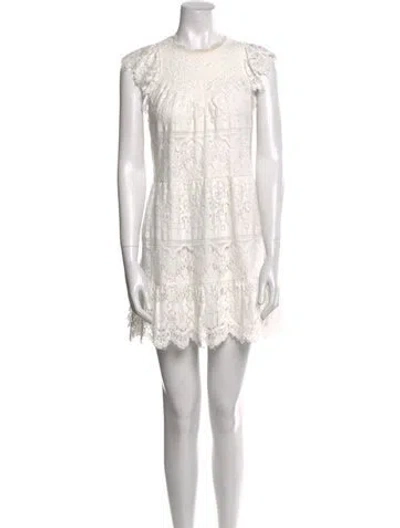 Pre-owned Saylor Lace Pattern Mini Dress In Neutral