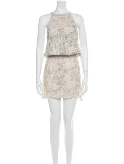 Pre-owned Saylor Lace Pattern Mini Dress In Neutral