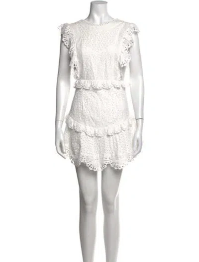 Pre-owned Saylor Lace Pattern Mini Dress In Neutral