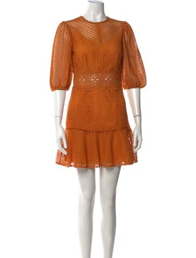 Pre-owned Saylor Lace Pattern Mini Dress In Orange