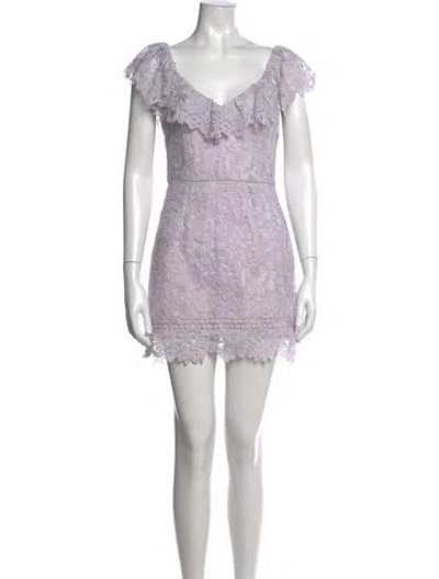 Pre-owned Saylor Lace Pattern Mini Dress In Purple