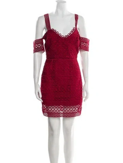 Pre-owned Saylor Lace Pattern Mini Dress In Red
