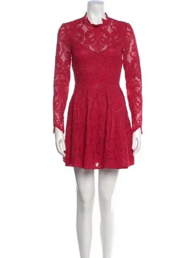 Pre-owned Saylor Lace Pattern Mini Dress In Red