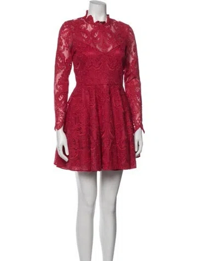 Pre-owned Saylor Lace Pattern Mini Dress In Red