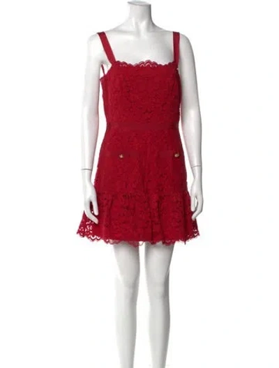 Pre-owned Saylor Lace Pattern Mini Dress In Red