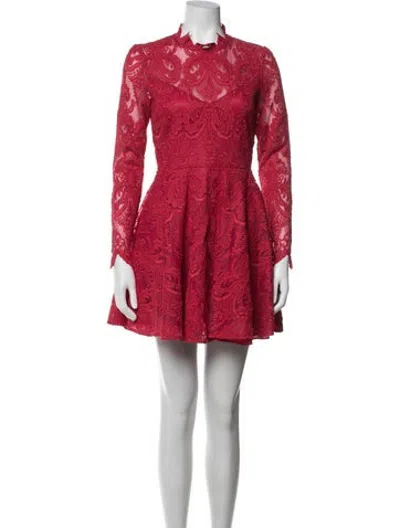 Pre-owned Saylor Lace Pattern Mini Dress In Red